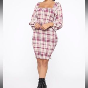 Fashion Nova Purple/Pink Smocked Dress